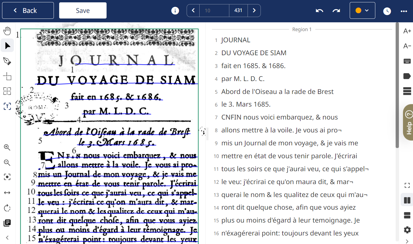 transkribus interface screenshot
